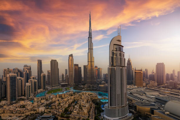 Dubai's iconic skyline at sunset, representing economic hubs like the Ajman Free Zone in the UAE.